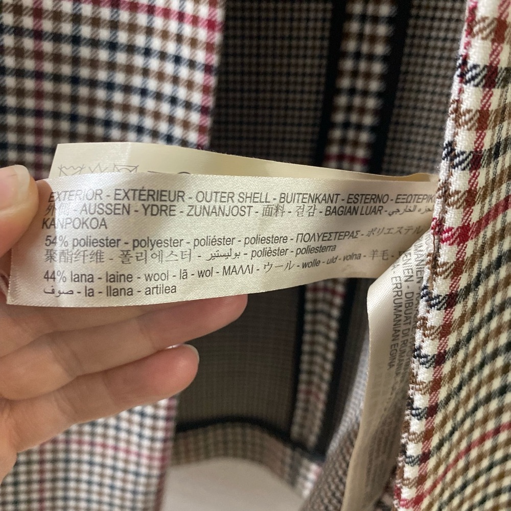 Massimo Dutti Checkered Blazer Jacket Size 38 - Picture 8 of 12